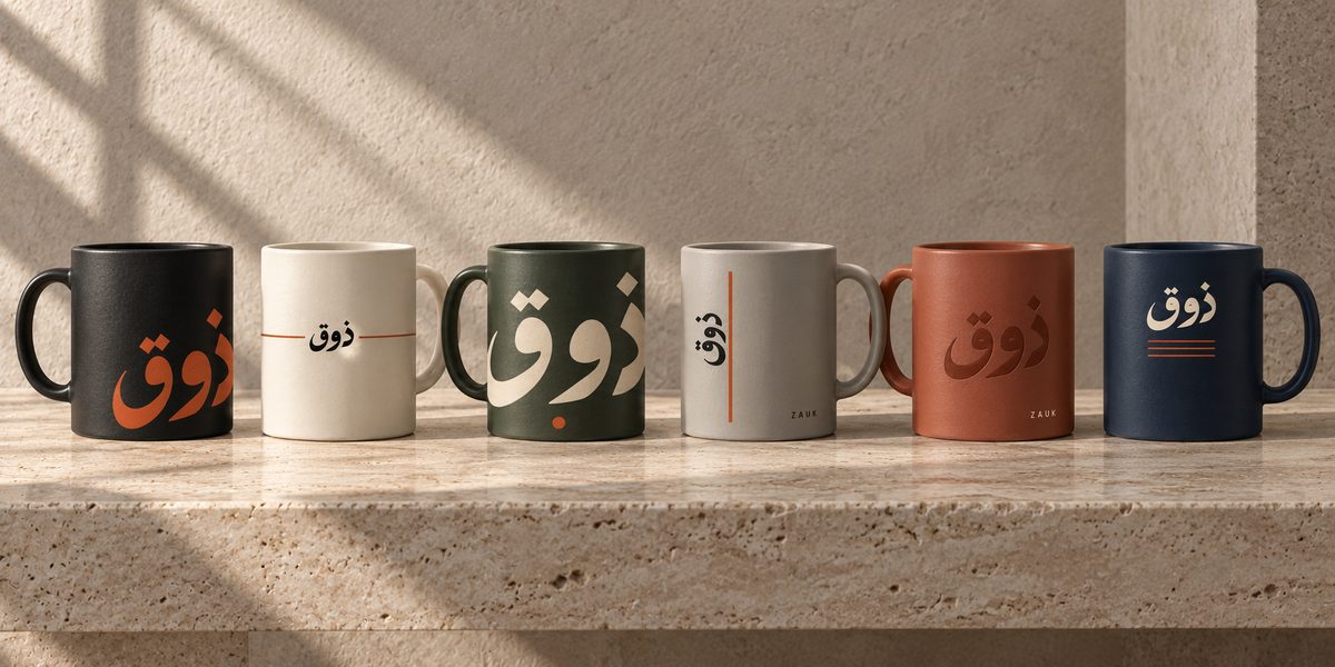 Zauk mugs in six colourways