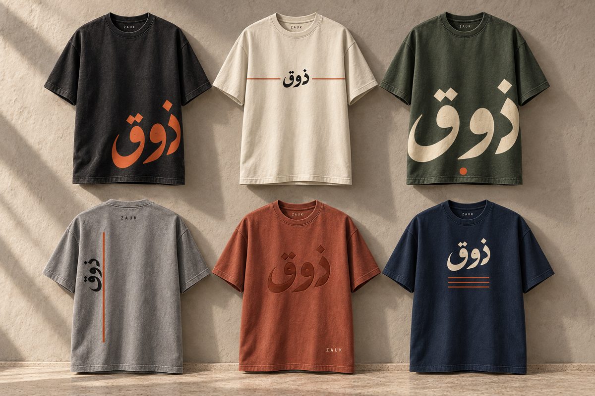 Zauk t-shirts in six colourways