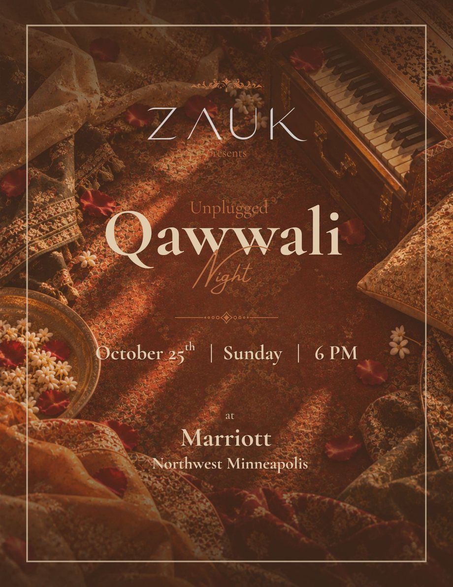 Unplugged Qawwali Night at Minneapolis Marriott Northwest Hotel — Sunday 25 October, 6 PM
